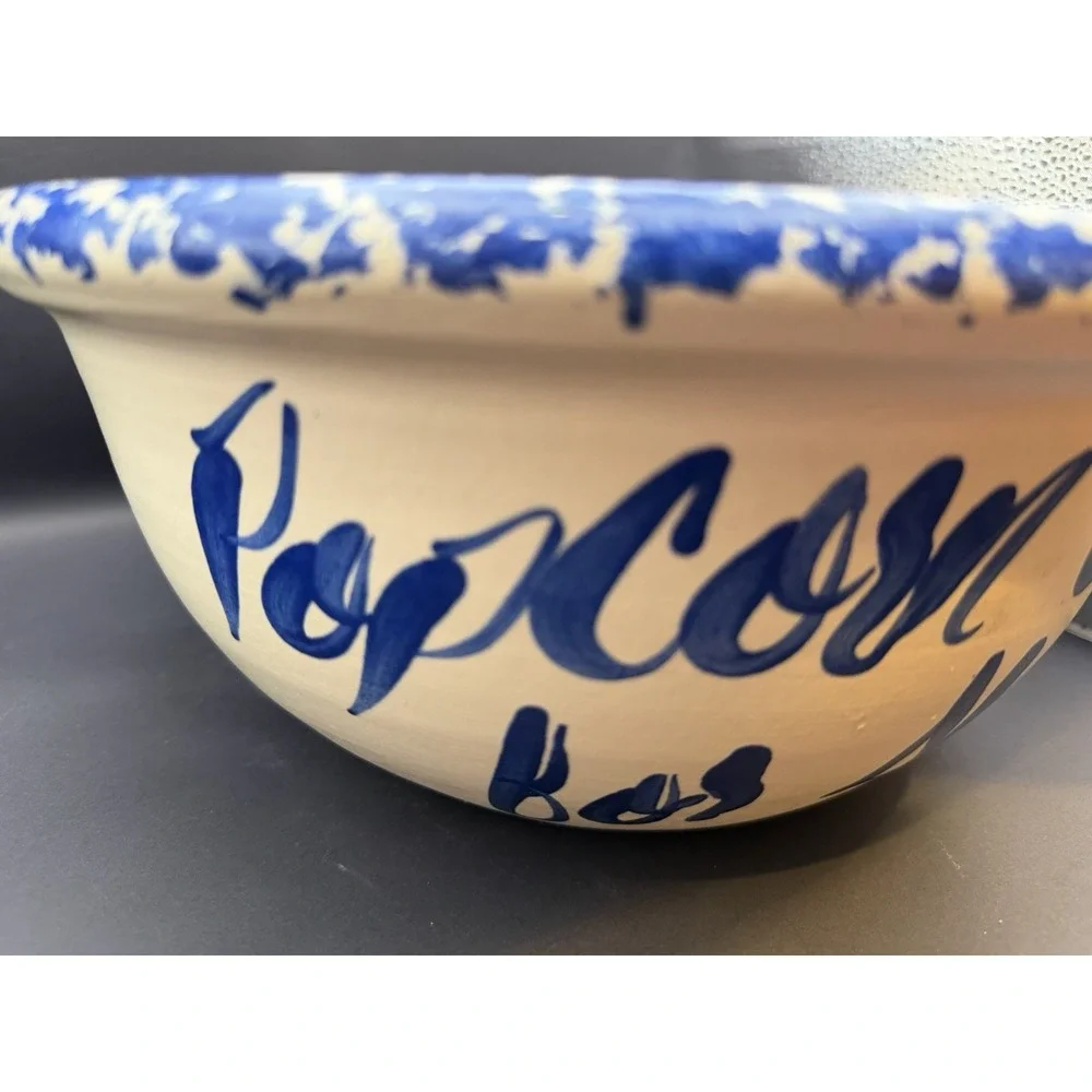 Vintage Spongeware Popcorn Bowl 